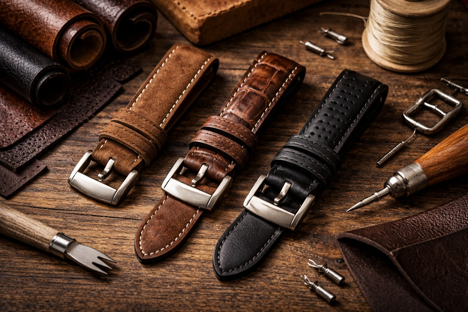 Leather watch straps collection