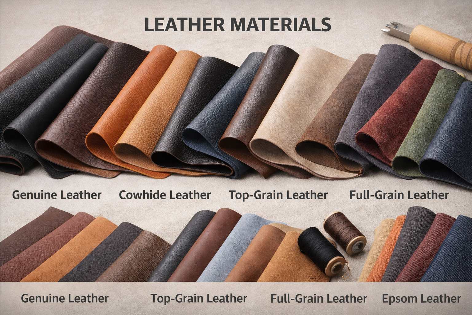 Leather material samples