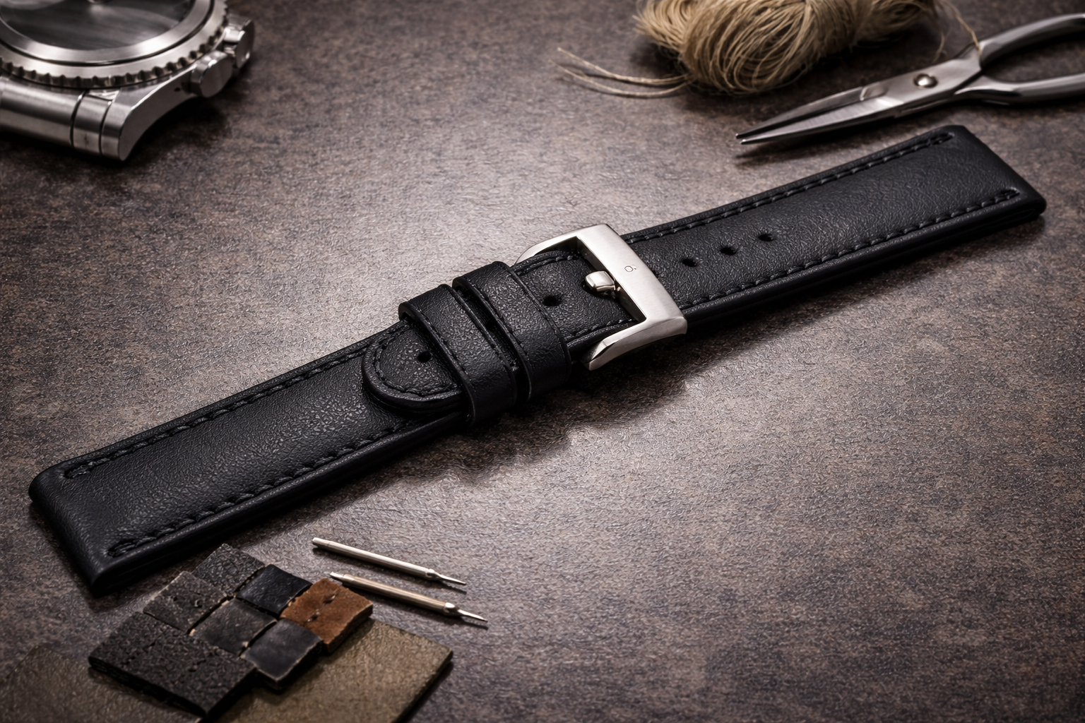 Black leather strap