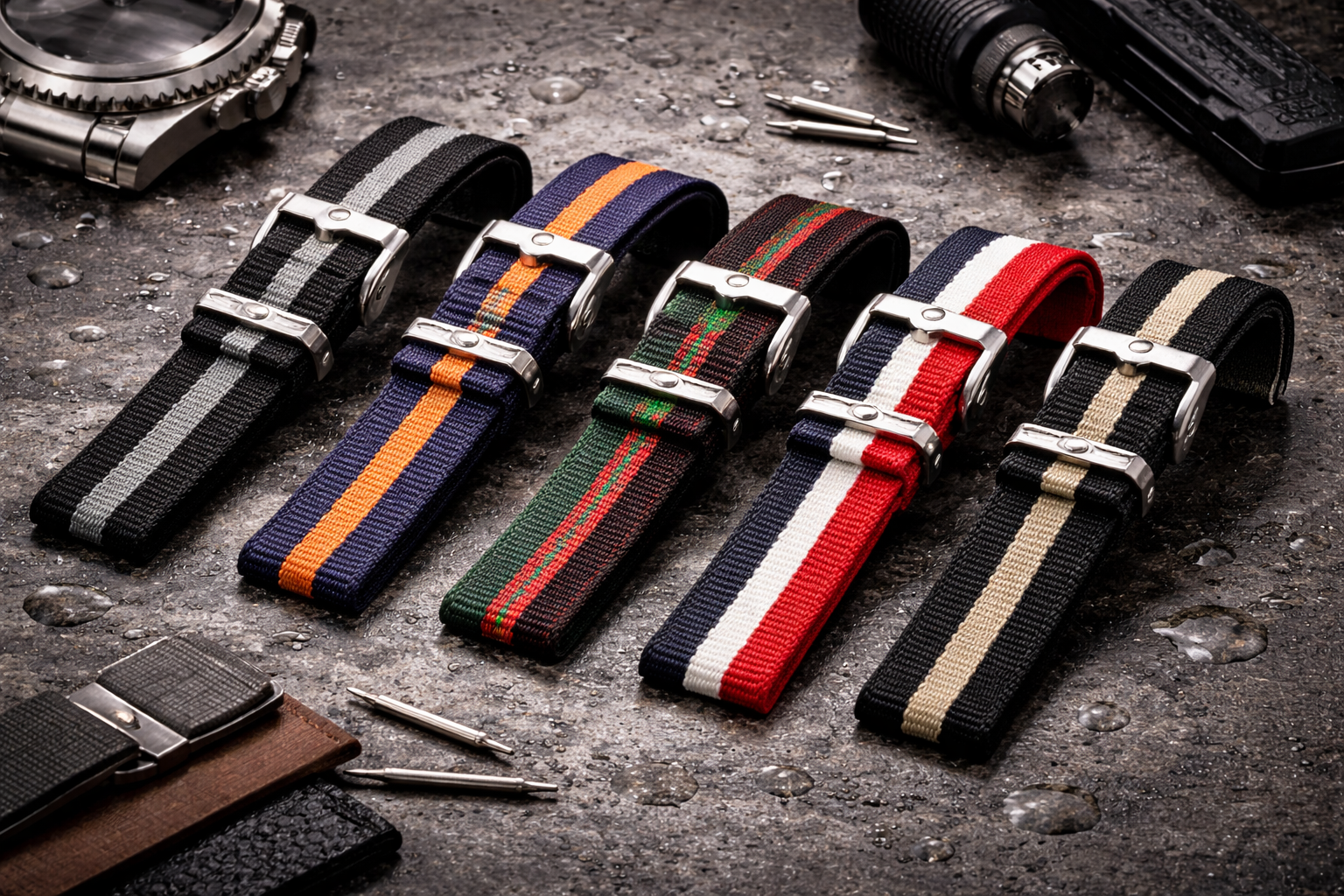 Striped nylon strap