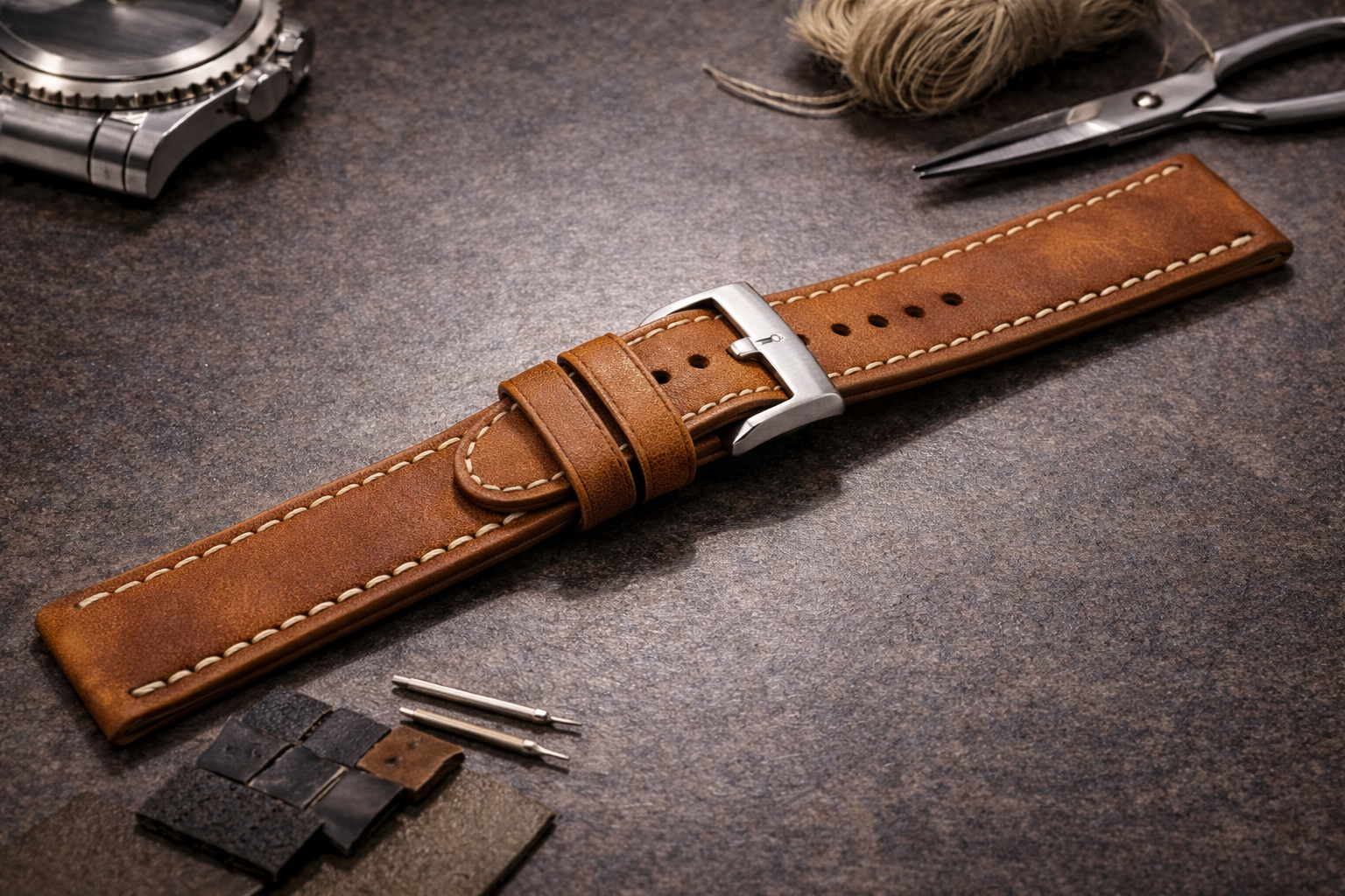 Saddle tan leather strap